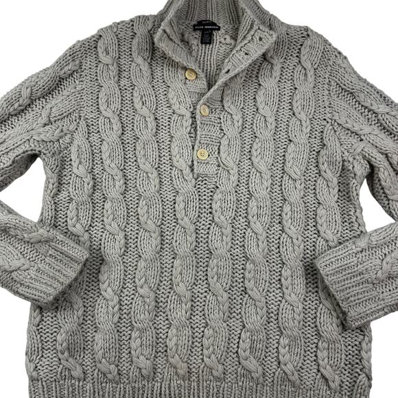 Club Monaco Wool Blend Hand Knit Classic Fisherman Cable Knit Sweater Men's XL - Picture 2 of 6